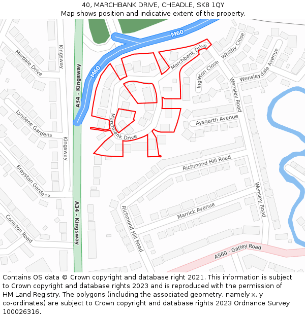 40, MARCHBANK DRIVE, CHEADLE, SK8 1QY: Location map and indicative extent of plot