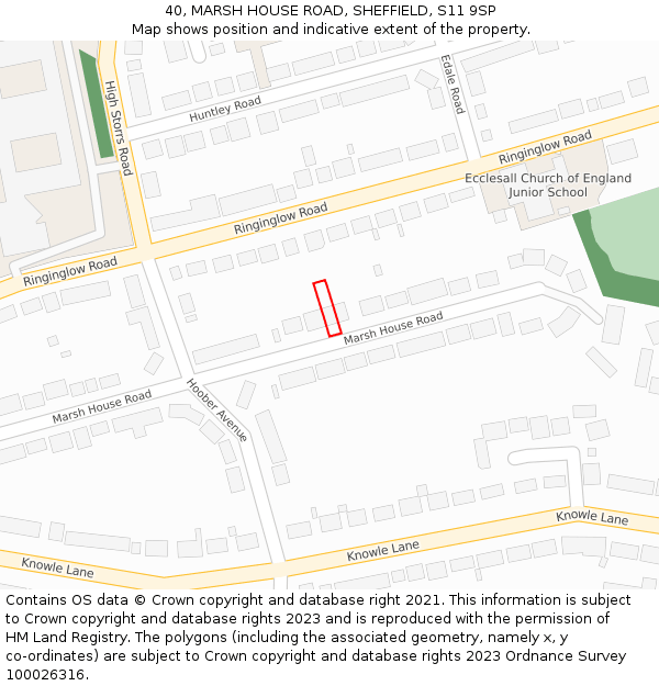 40, MARSH HOUSE ROAD, SHEFFIELD, S11 9SP: Location map and indicative extent of plot