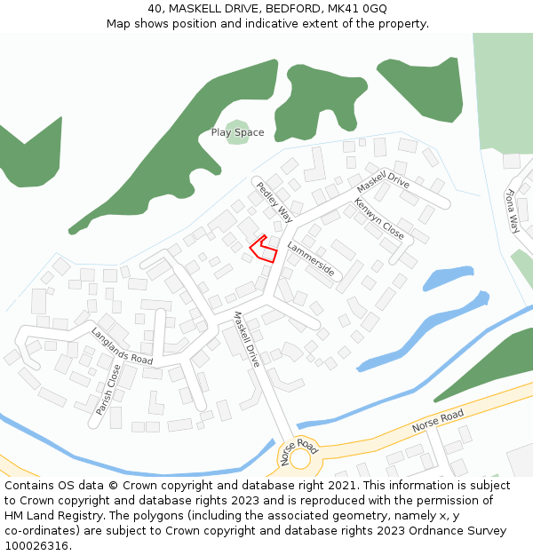 40, MASKELL DRIVE, BEDFORD, MK41 0GQ: Location map and indicative extent of plot