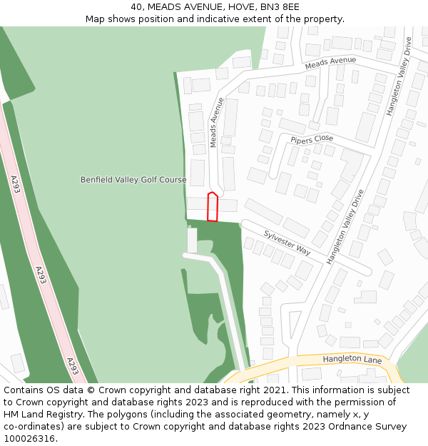 40, MEADS AVENUE, HOVE, BN3 8EE: Location map and indicative extent of plot