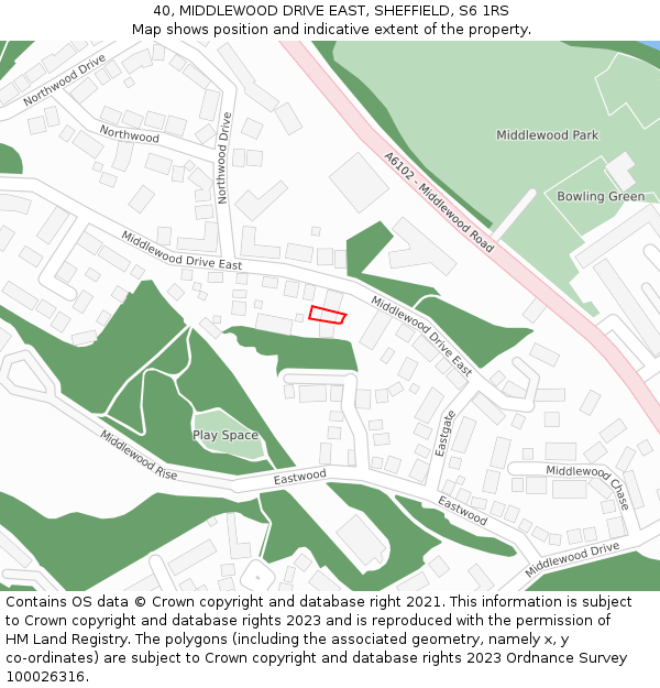 40, MIDDLEWOOD DRIVE EAST, SHEFFIELD, S6 1RS: Location map and indicative extent of plot