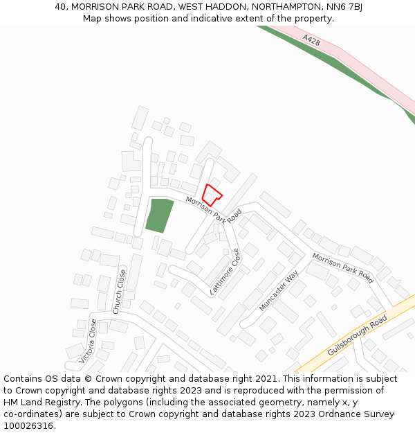 40, MORRISON PARK ROAD, WEST HADDON, NORTHAMPTON, NN6 7BJ: Location map and indicative extent of plot