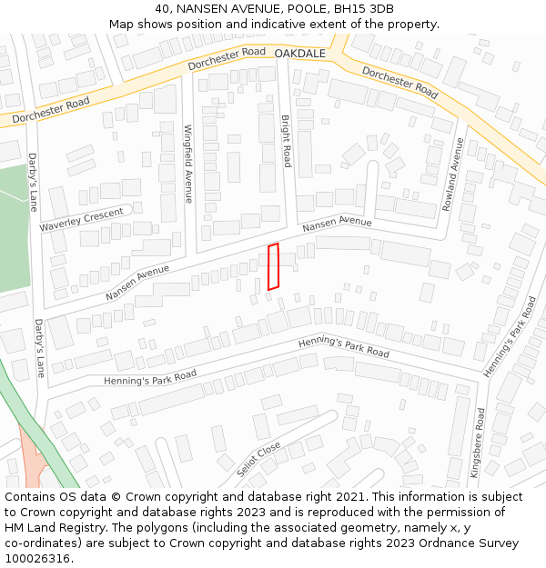 40, NANSEN AVENUE, POOLE, BH15 3DB: Location map and indicative extent of plot