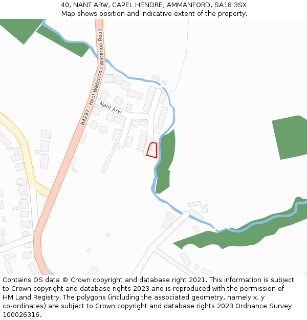 40, NANT ARW, CAPEL HENDRE, AMMANFORD, SA18 3SX: Location map and indicative extent of plot