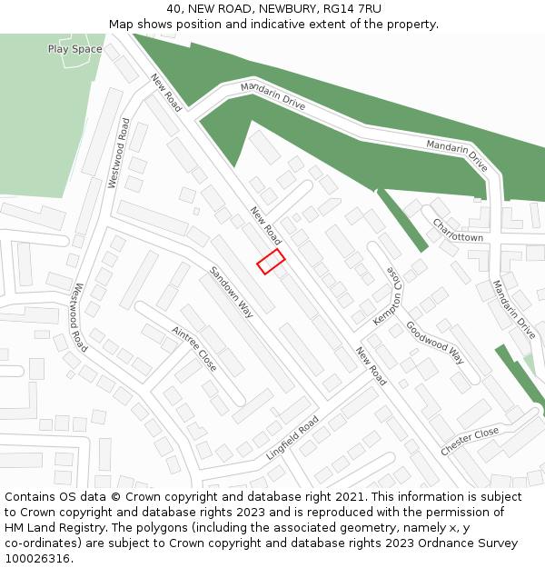 40, NEW ROAD, NEWBURY, RG14 7RU: Location map and indicative extent of plot