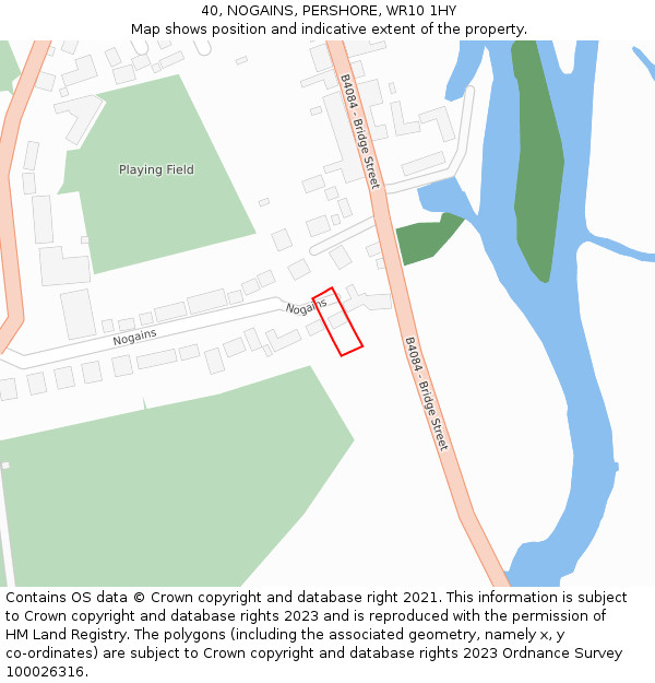 40, NOGAINS, PERSHORE, WR10 1HY: Location map and indicative extent of plot