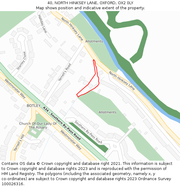 40, NORTH HINKSEY LANE, OXFORD, OX2 0LY: Location map and indicative extent of plot