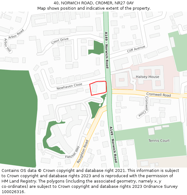 40, NORWICH ROAD, CROMER, NR27 0AY: Location map and indicative extent of plot
