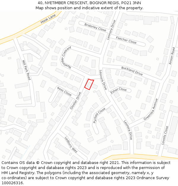 40, NYETIMBER CRESCENT, BOGNOR REGIS, PO21 3NN: Location map and indicative extent of plot