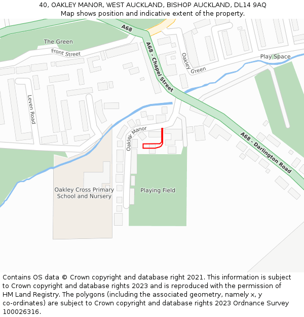 40, OAKLEY MANOR, WEST AUCKLAND, BISHOP AUCKLAND, DL14 9AQ: Location map and indicative extent of plot