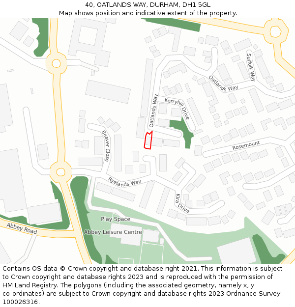 40, OATLANDS WAY, DURHAM, DH1 5GL: Location map and indicative extent of plot