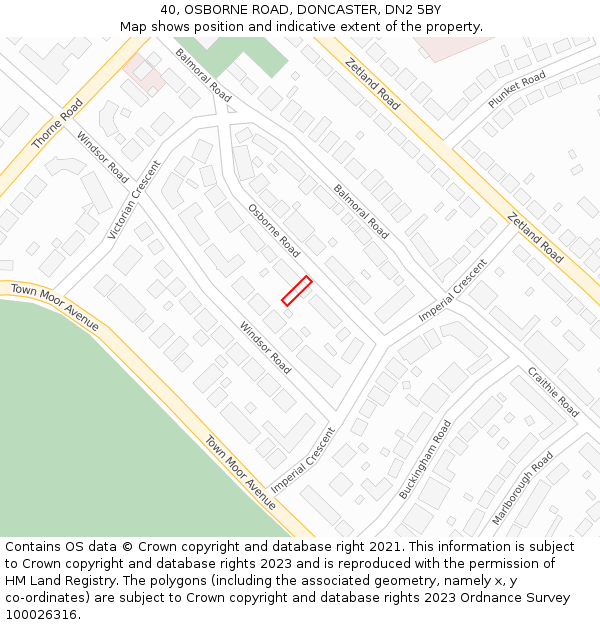 40, OSBORNE ROAD, DONCASTER, DN2 5BY: Location map and indicative extent of plot