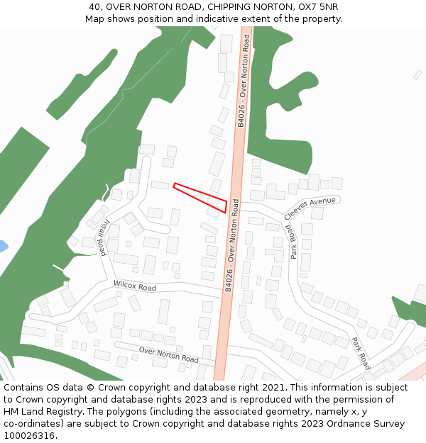 40, OVER NORTON ROAD, CHIPPING NORTON, OX7 5NR: Location map and indicative extent of plot