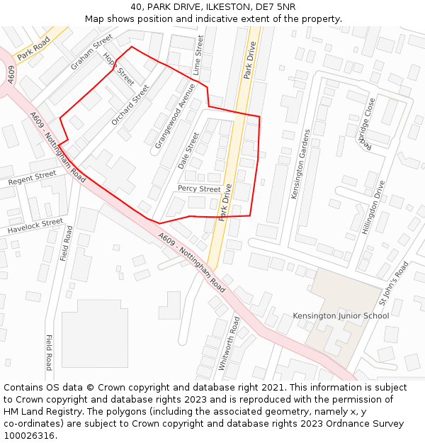 40, PARK DRIVE, ILKESTON, DE7 5NR: Location map and indicative extent of plot