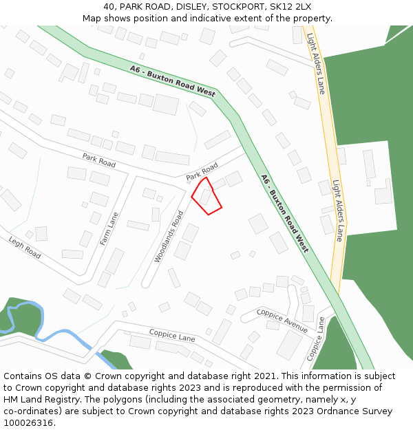 40, PARK ROAD, DISLEY, STOCKPORT, SK12 2LX: Location map and indicative extent of plot