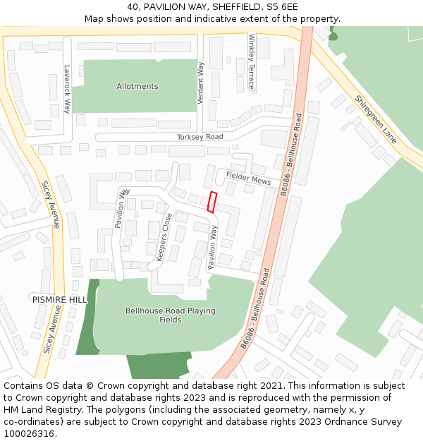 40, PAVILION WAY, SHEFFIELD, S5 6EE: Location map and indicative extent of plot