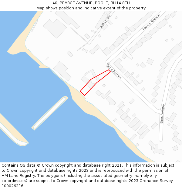 40, PEARCE AVENUE, POOLE, BH14 8EH: Location map and indicative extent of plot