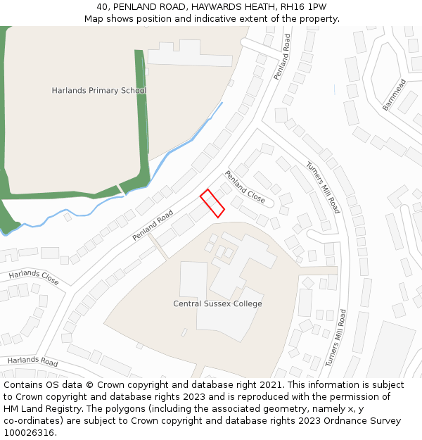 40, PENLAND ROAD, HAYWARDS HEATH, RH16 1PW: Location map and indicative extent of plot