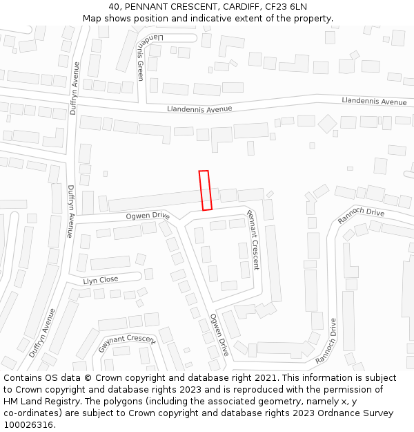 40, PENNANT CRESCENT, CARDIFF, CF23 6LN: Location map and indicative extent of plot