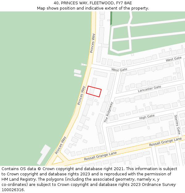 40, PRINCES WAY, FLEETWOOD, FY7 8AE: Location map and indicative extent of plot