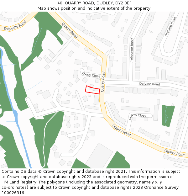 40, QUARRY ROAD, DUDLEY, DY2 0EF: Location map and indicative extent of plot