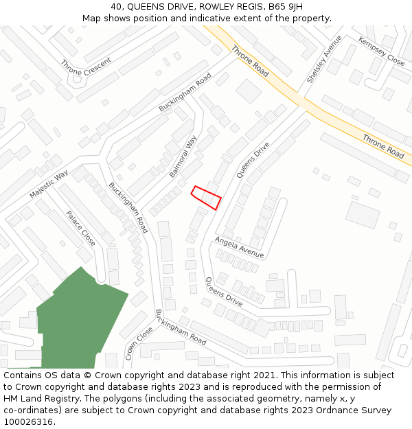 40, QUEENS DRIVE, ROWLEY REGIS, B65 9JH: Location map and indicative extent of plot