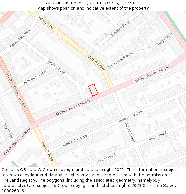 40, QUEENS PARADE, CLEETHORPES, DN35 0DG: Location map and indicative extent of plot