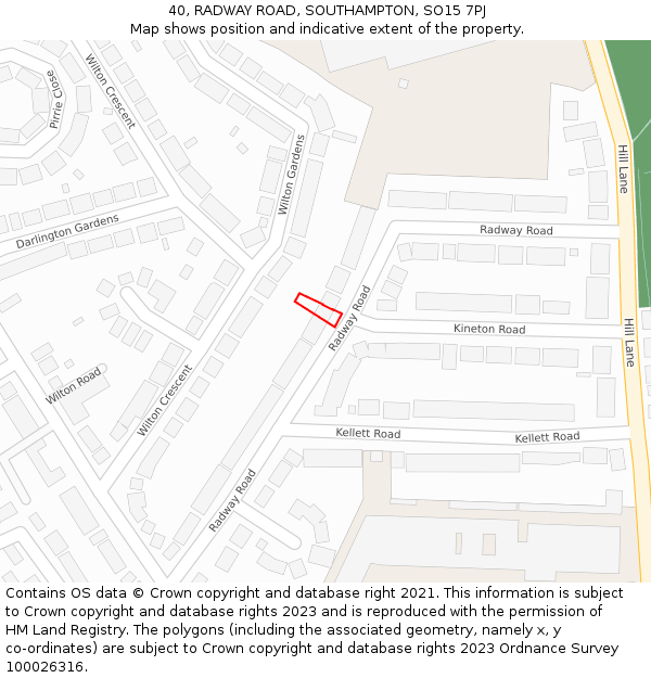 40, RADWAY ROAD, SOUTHAMPTON, SO15 7PJ: Location map and indicative extent of plot