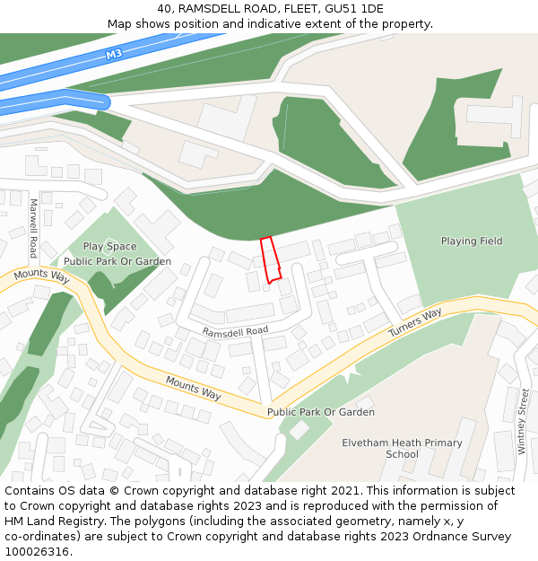 40, RAMSDELL ROAD, FLEET, GU51 1DE: Location map and indicative extent of plot