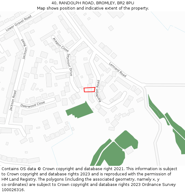 40, RANDOLPH ROAD, BROMLEY, BR2 8PU: Location map and indicative extent of plot