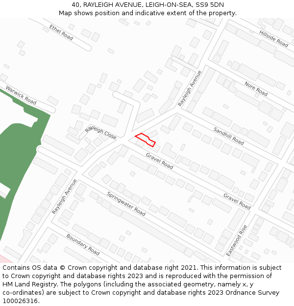40, RAYLEIGH AVENUE, LEIGH-ON-SEA, SS9 5DN: Location map and indicative extent of plot