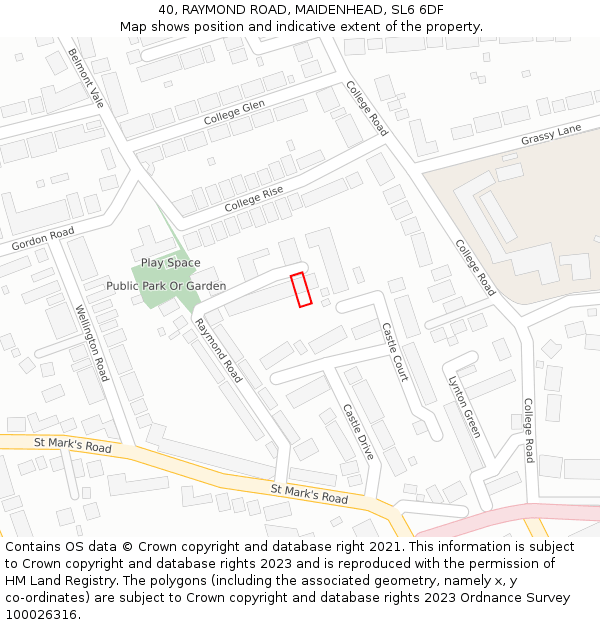 40, RAYMOND ROAD, MAIDENHEAD, SL6 6DF: Location map and indicative extent of plot