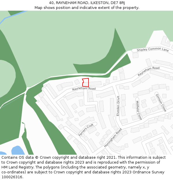 40, RAYNEHAM ROAD, ILKESTON, DE7 8RJ: Location map and indicative extent of plot
