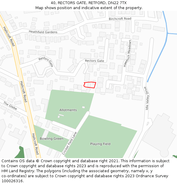 40, RECTORS GATE, RETFORD, DN22 7TX: Location map and indicative extent of plot