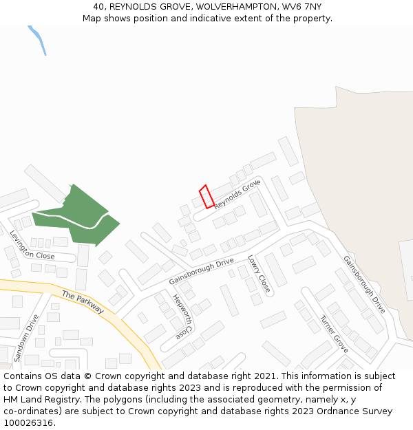 40, REYNOLDS GROVE, WOLVERHAMPTON, WV6 7NY: Location map and indicative extent of plot
