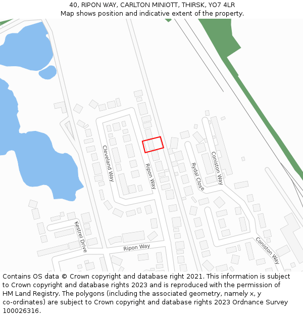 40, RIPON WAY, CARLTON MINIOTT, THIRSK, YO7 4LR: Location map and indicative extent of plot