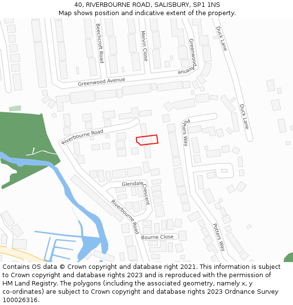 40, RIVERBOURNE ROAD, SALISBURY, SP1 1NS: Location map and indicative extent of plot