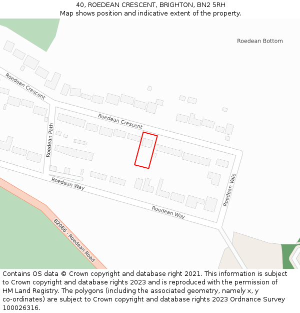 40, ROEDEAN CRESCENT, BRIGHTON, BN2 5RH: Location map and indicative extent of plot