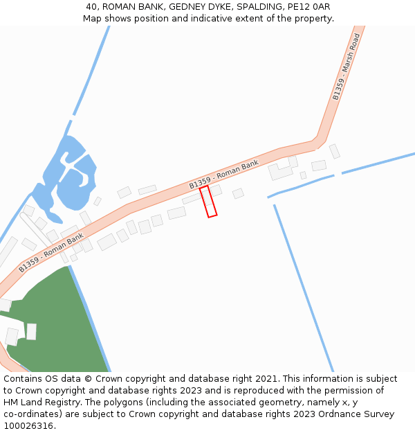 40, ROMAN BANK, GEDNEY DYKE, SPALDING, PE12 0AR: Location map and indicative extent of plot
