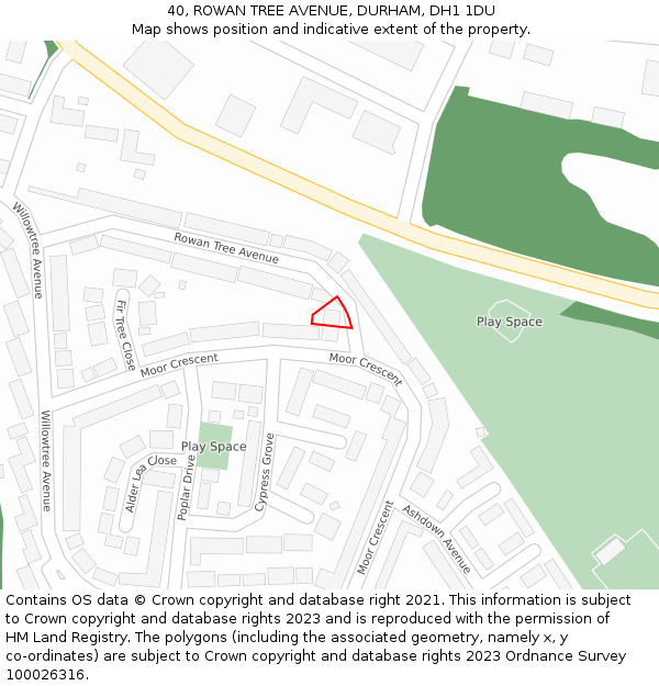 40, ROWAN TREE AVENUE, DURHAM, DH1 1DU: Location map and indicative extent of plot