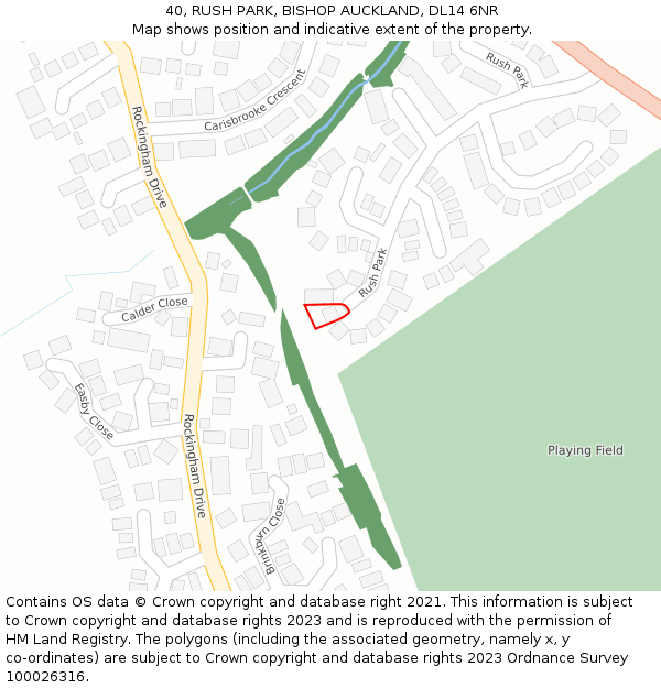 40, RUSH PARK, BISHOP AUCKLAND, DL14 6NR: Location map and indicative extent of plot