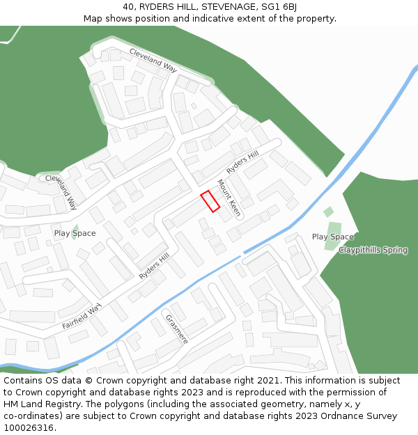 40, RYDERS HILL, STEVENAGE, SG1 6BJ: Location map and indicative extent of plot