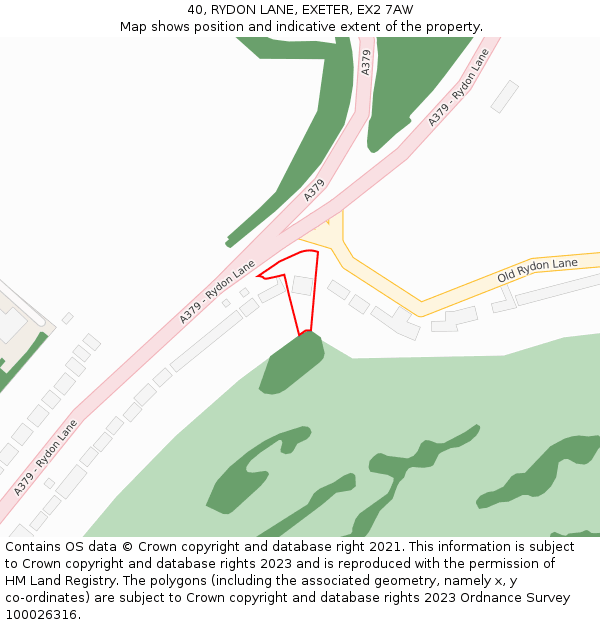 40, RYDON LANE, EXETER, EX2 7AW: Location map and indicative extent of plot