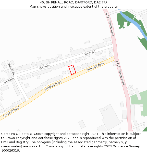 40, SHIREHALL ROAD, DARTFORD, DA2 7RP: Location map and indicative extent of plot