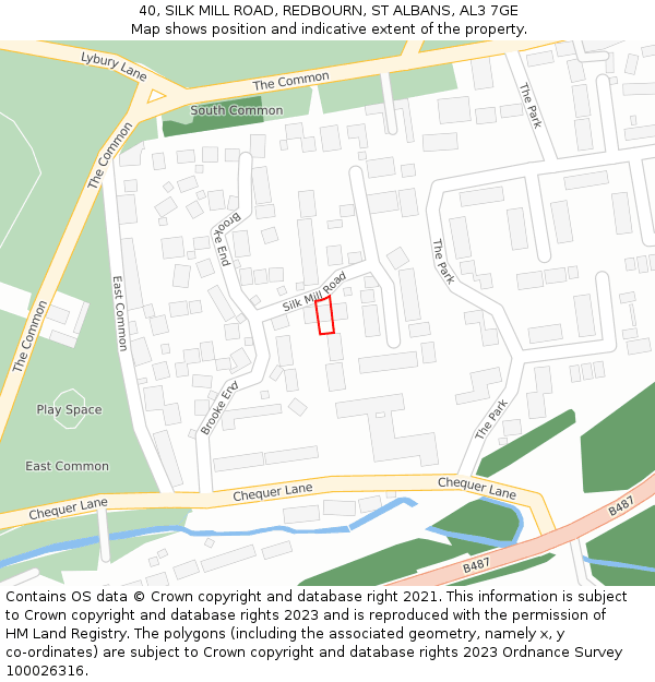 40, SILK MILL ROAD, REDBOURN, ST ALBANS, AL3 7GE: Location map and indicative extent of plot