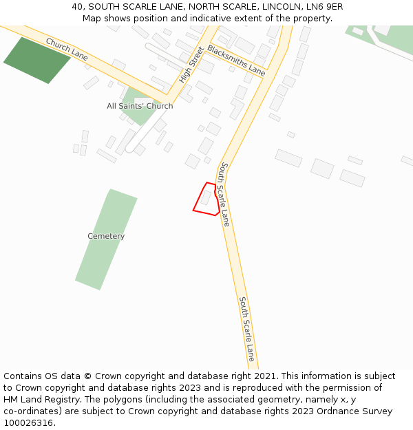 40, SOUTH SCARLE LANE, NORTH SCARLE, LINCOLN, LN6 9ER: Location map and indicative extent of plot