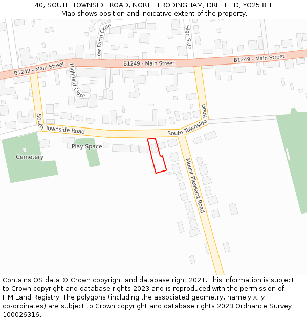 40, SOUTH TOWNSIDE ROAD, NORTH FRODINGHAM, DRIFFIELD, YO25 8LE: Location map and indicative extent of plot