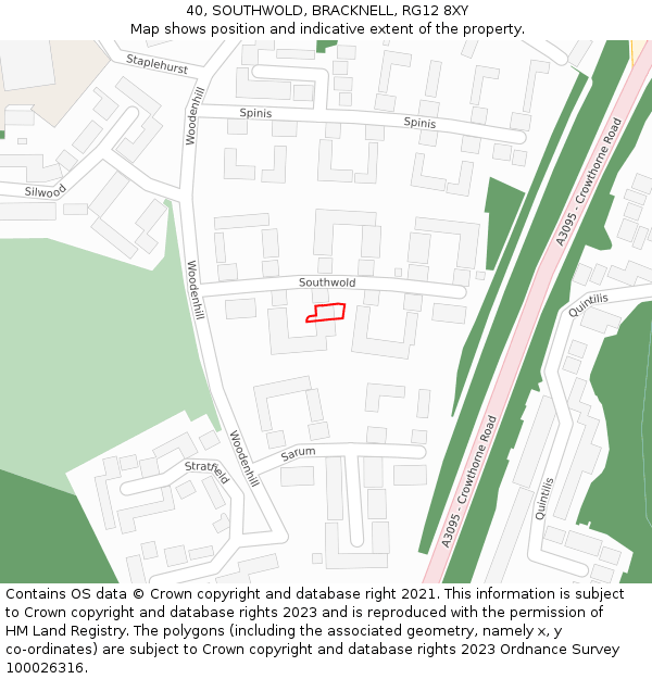 40, SOUTHWOLD, BRACKNELL, RG12 8XY: Location map and indicative extent of plot