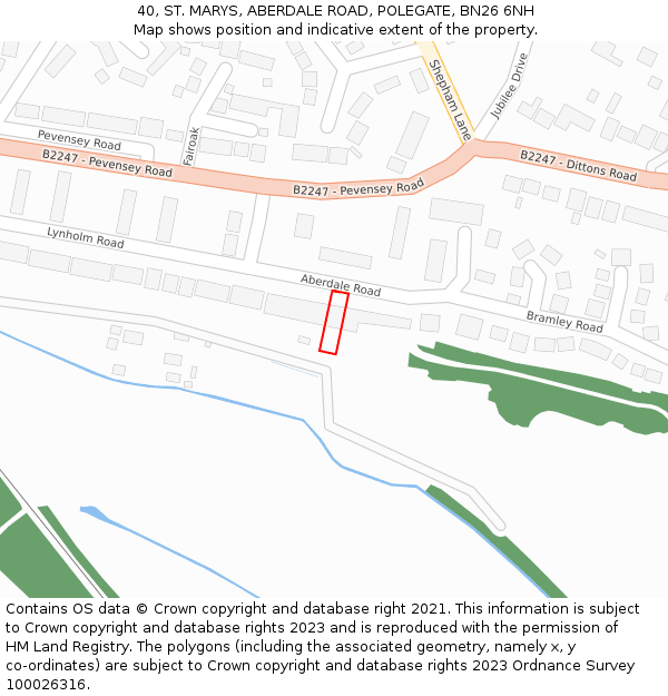 40, ST. MARYS, ABERDALE ROAD, POLEGATE, BN26 6NH: Location map and indicative extent of plot