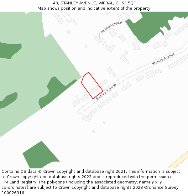 40, STANLEY AVENUE, WIRRAL, CH63 5QF: Location map and indicative extent of plot